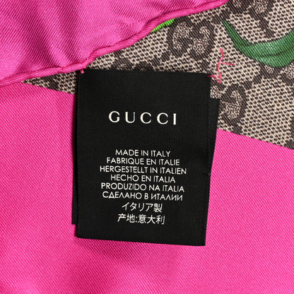 Gucci Silk Twill GG Monogram Flora Fluo GG Square Scarf Beige Pink 3 of 4