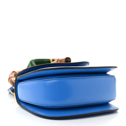 Gucci Boarded Dyana Lux Calfskin Web Mini Bamboo 1947 Top Handle Bag Blue 4 of 10