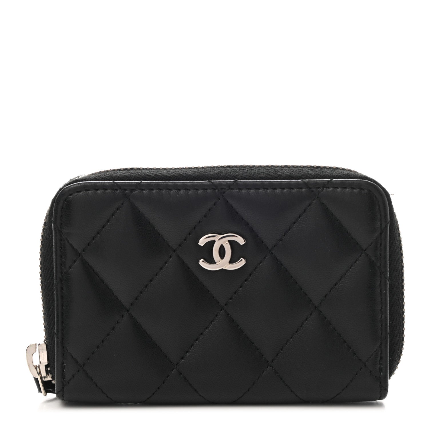 Chanel Lambskin Quilted Zip Coin Purse Black 1 of 7
