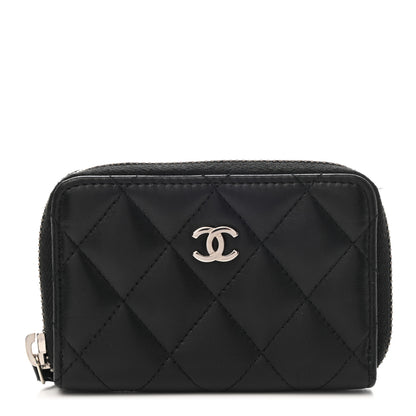 Chanel Lambskin Quilted Zip Coin Purse Black 1 of 7