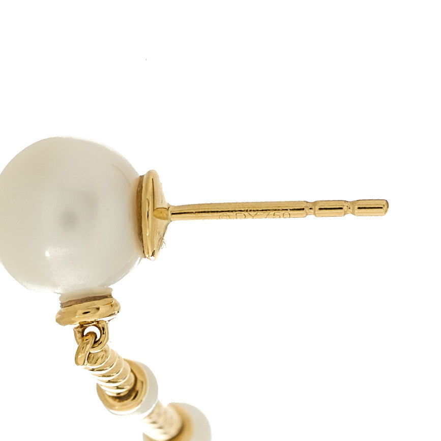 David Yurman 18K Yellow Gold Turquoise Pearl Drop Earrings 4 of 4
