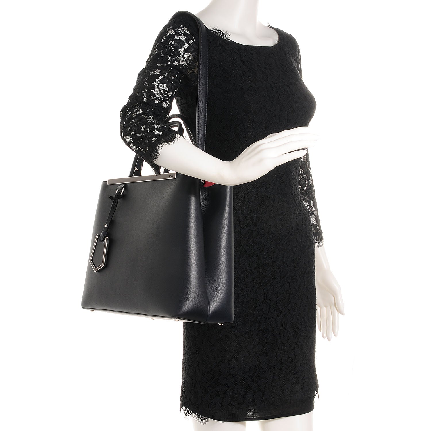 Fendi Vitello Dolce Marmol Regular 2Jours Tote Blue Notte Papavero 2 of 12