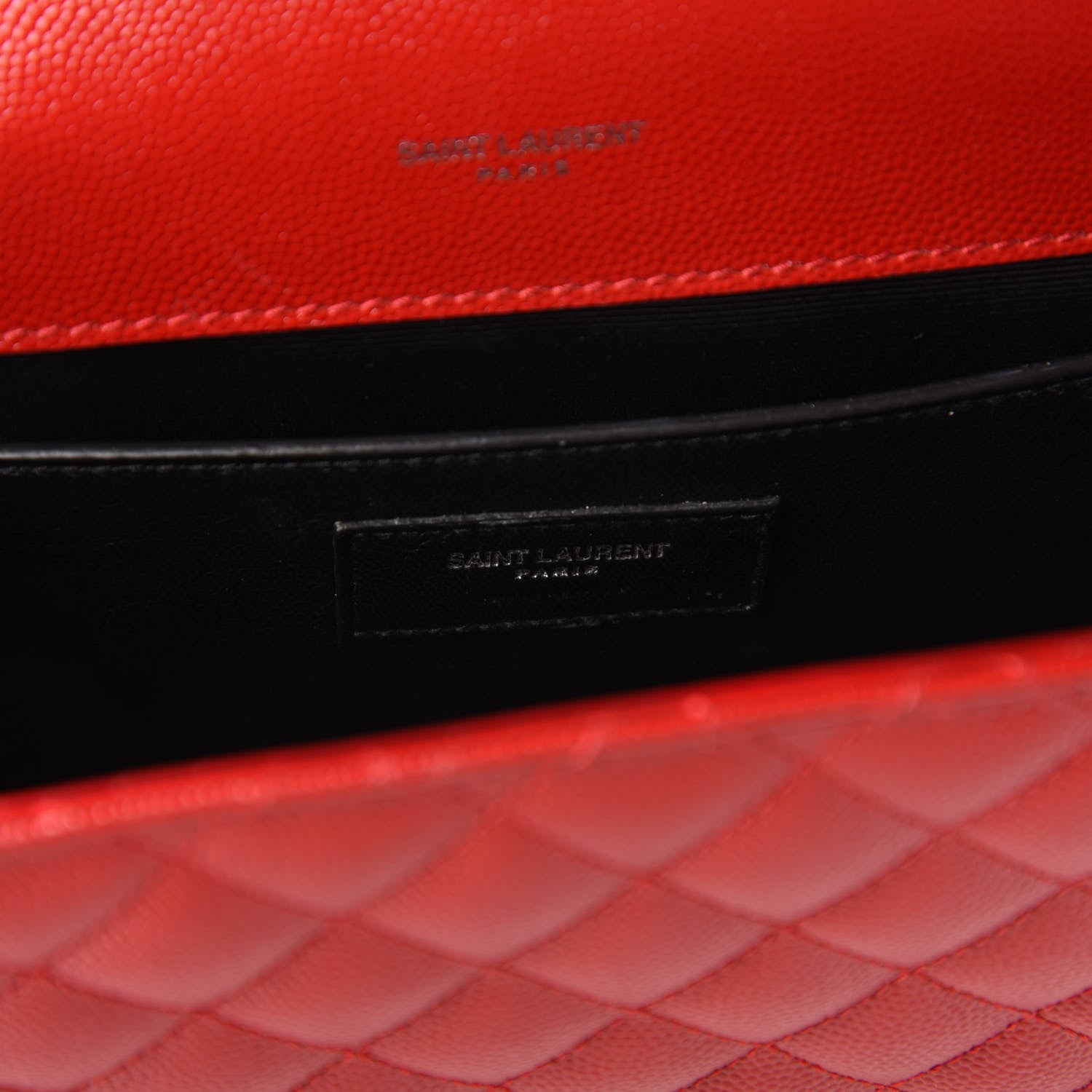 Saint Laurent Grain De Poudre Textured Mixed Matelasse Triquilt Medium Monogram Satchel New Red 8 of 10