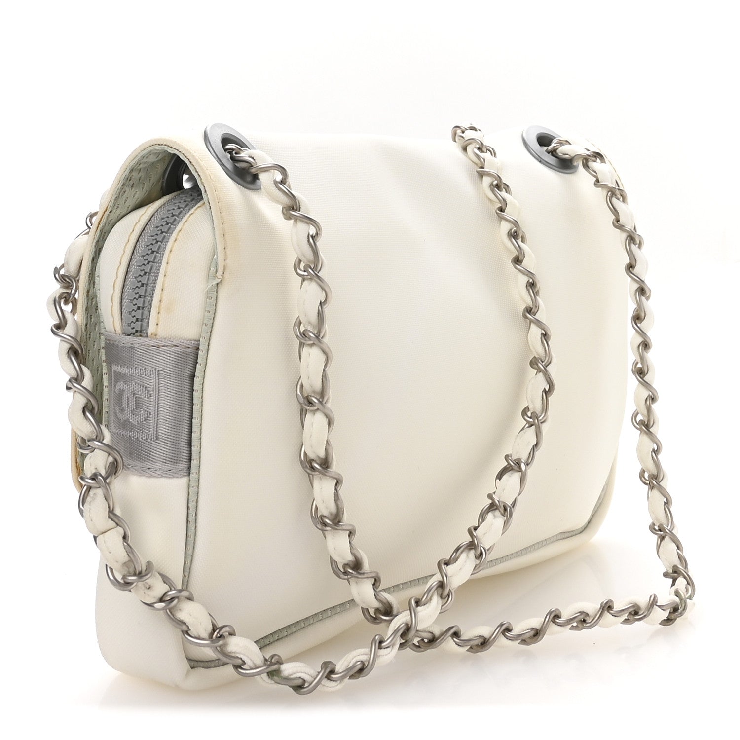Chanel Canvas Sport Camellia Flap White 3 of 10