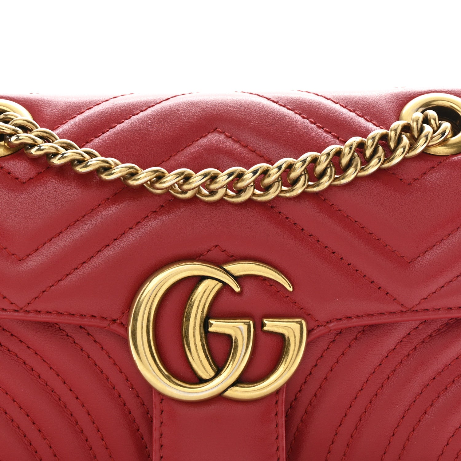 Gucci Calfskin Matelasse Mini GG Marmont Shoulder Bag Hibiscus Red 8 of 10