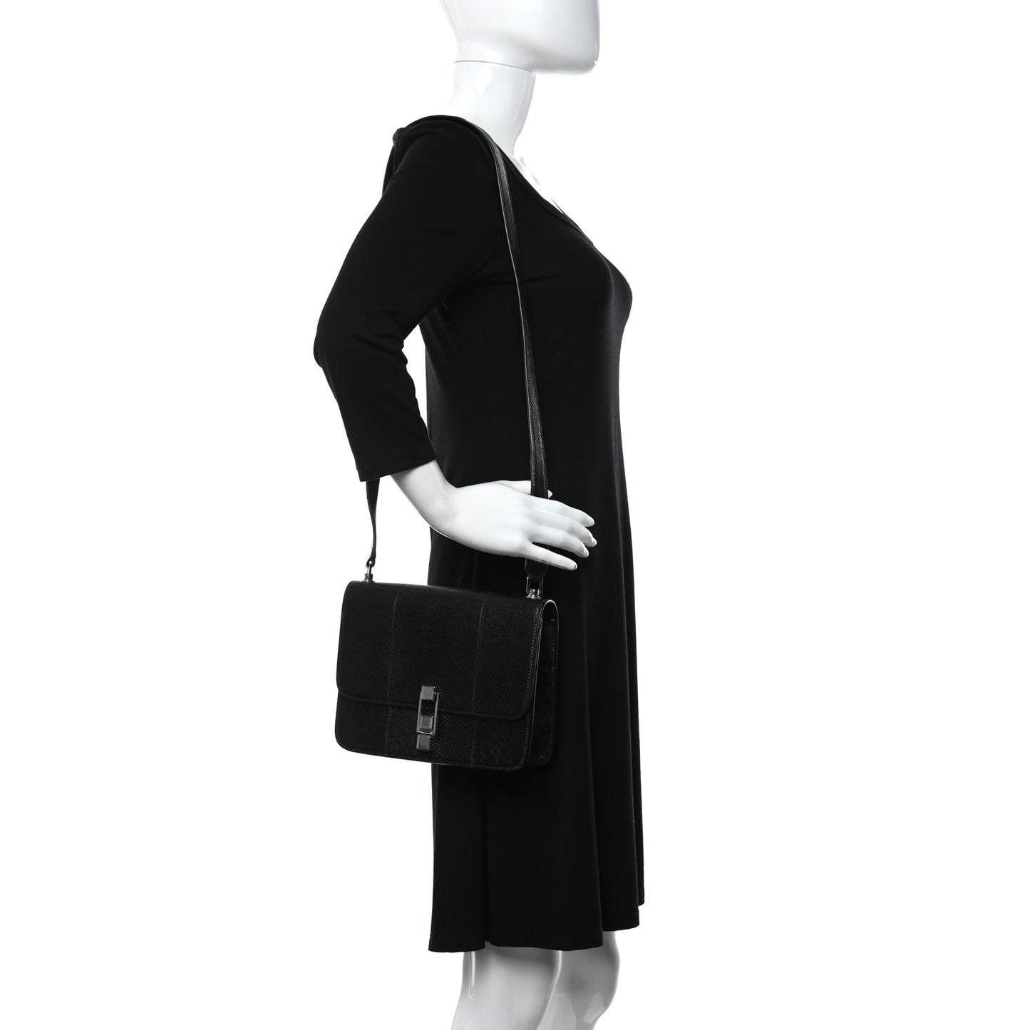 Snakeskin Carre Satchel Black