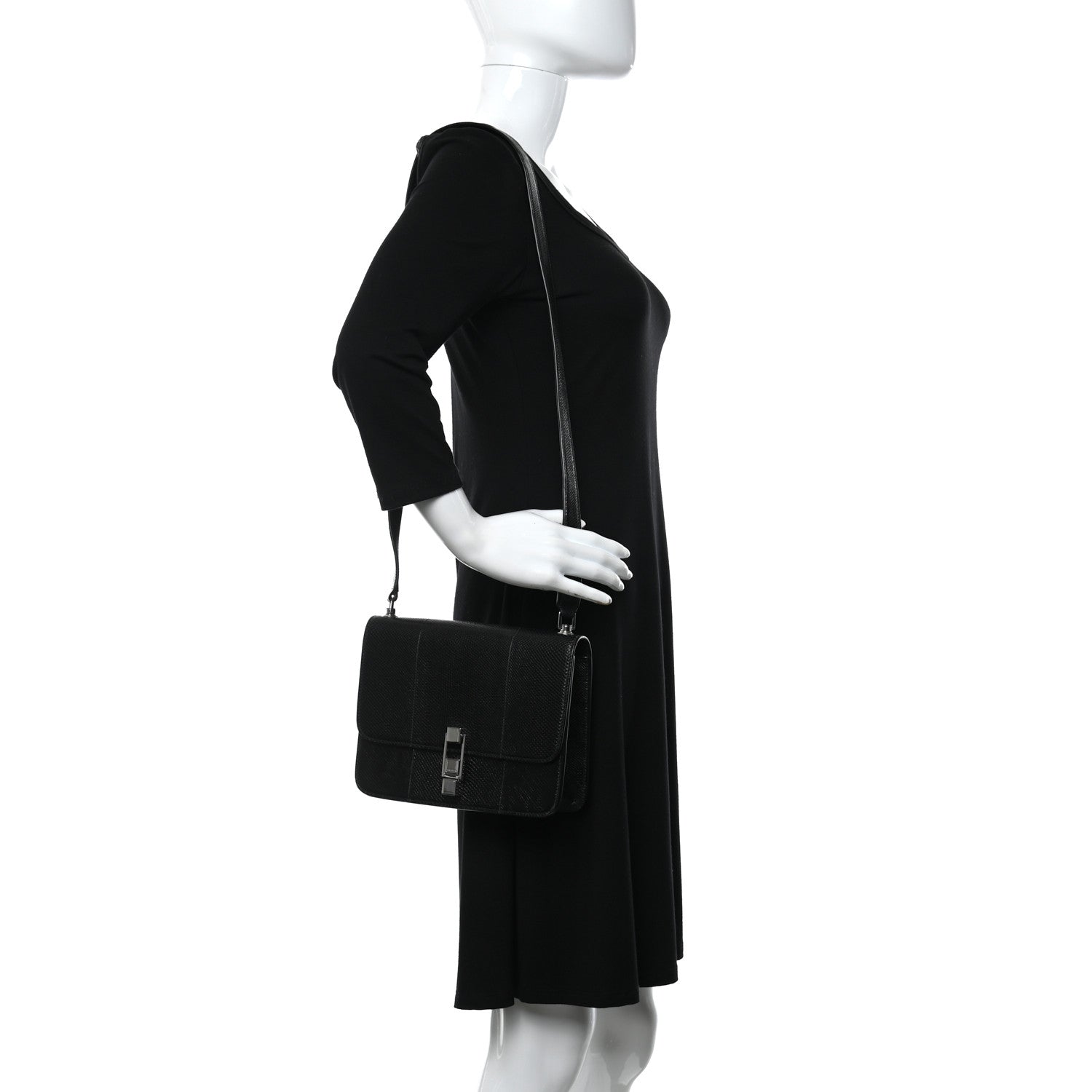 Saint Laurent Snakeskin Carre Satchel Black 3 of 9