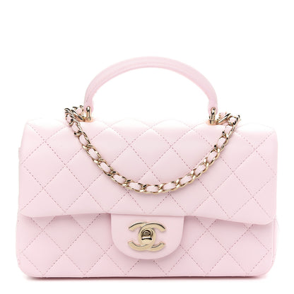Chanel Lambskin Quilted Mini Top Handle Rectangular Flap Light Pink 1 of 9