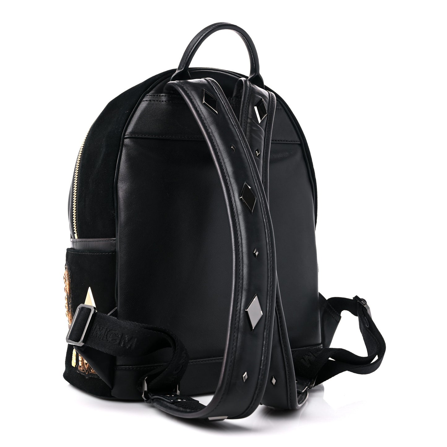 Suede Crystal Victory Patch Backpack Black
