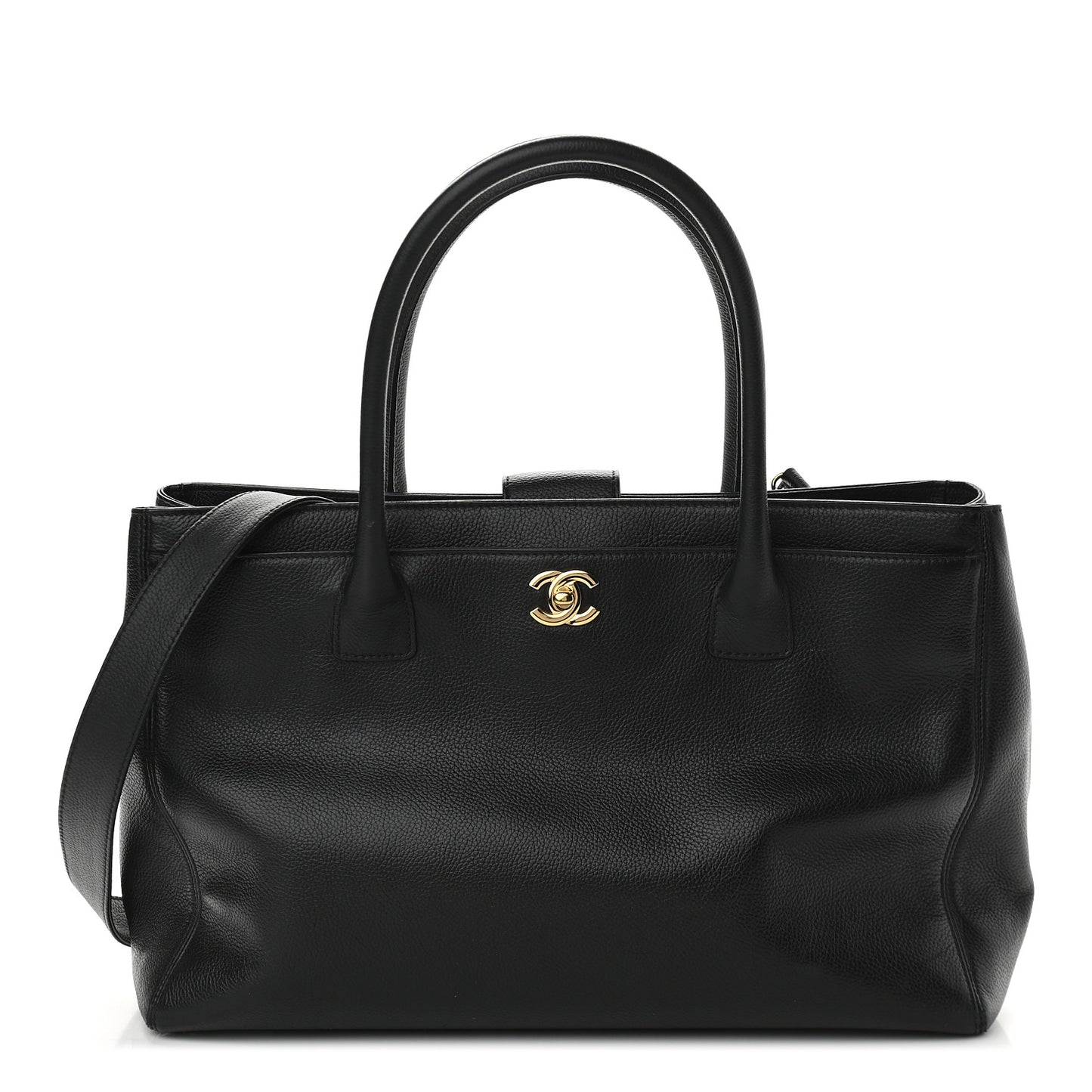 Calfskin Cerf Executive Shopper Tote Black
