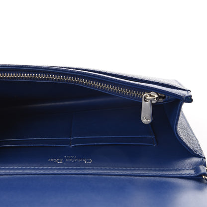 Christian Dior Grained Calfskin Diorama Wallet on Chain Pouch Blue 4 of 9