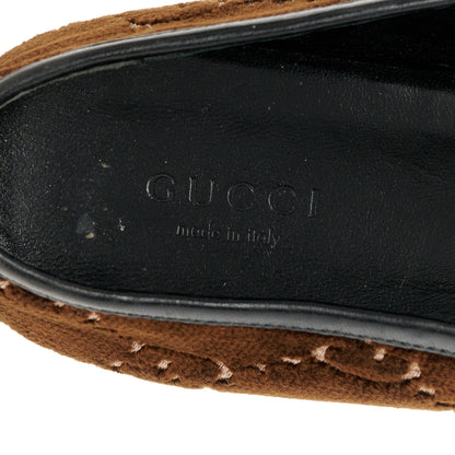 Gucci Velvet GG Monogram Horsebit Womens Jordaan Loafers 38 Brown Black 7 of 10