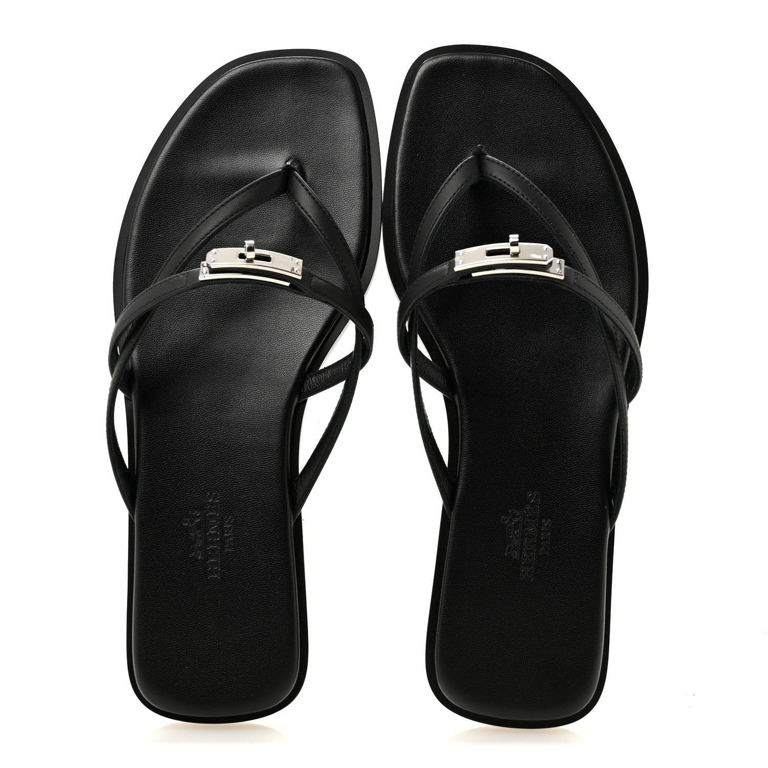 Hermes Calfskin Miss Sandals 36 Black 2 of 9