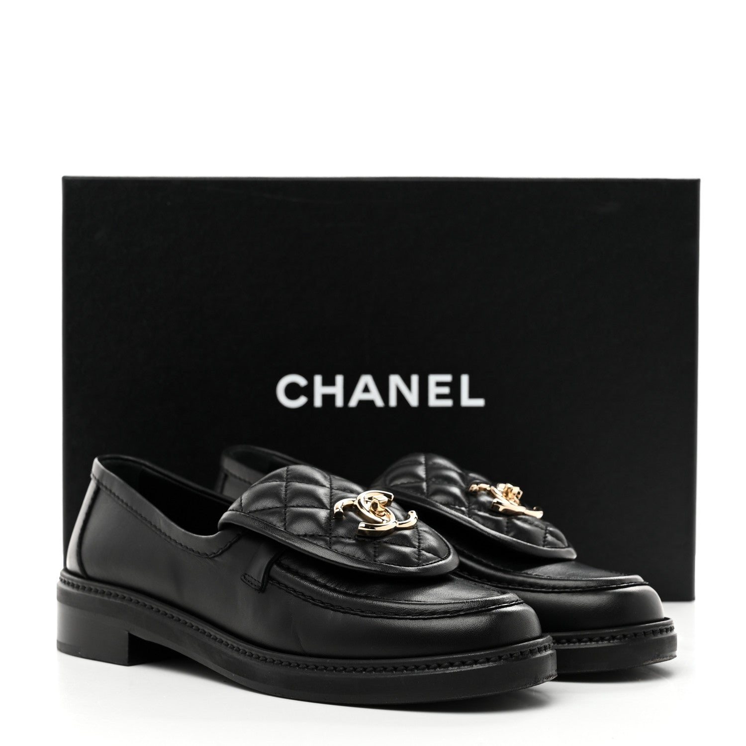 Chanel Lambskin Quilted CC Turnlock Loafers 36 Black 10 of 10