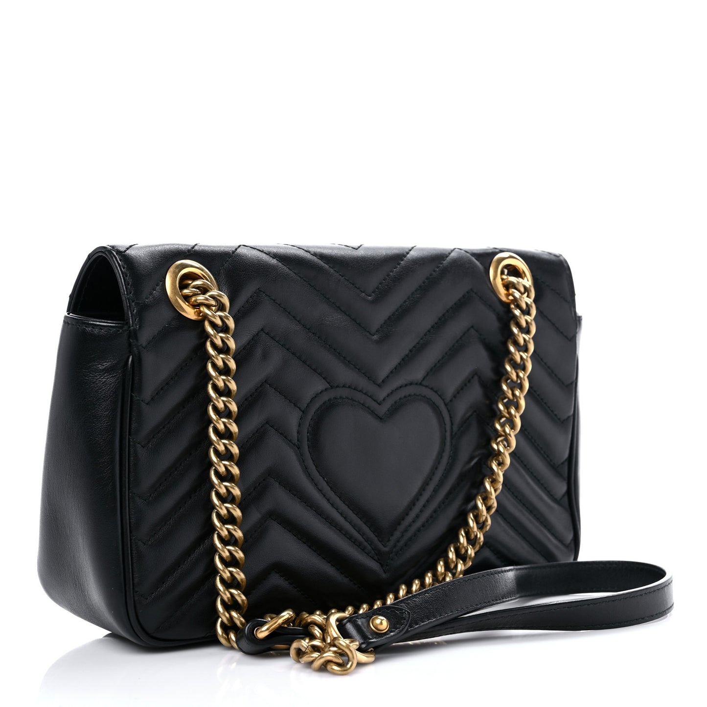 Calfskin Matelasse Small GG Marmont Shoulder Bag Black