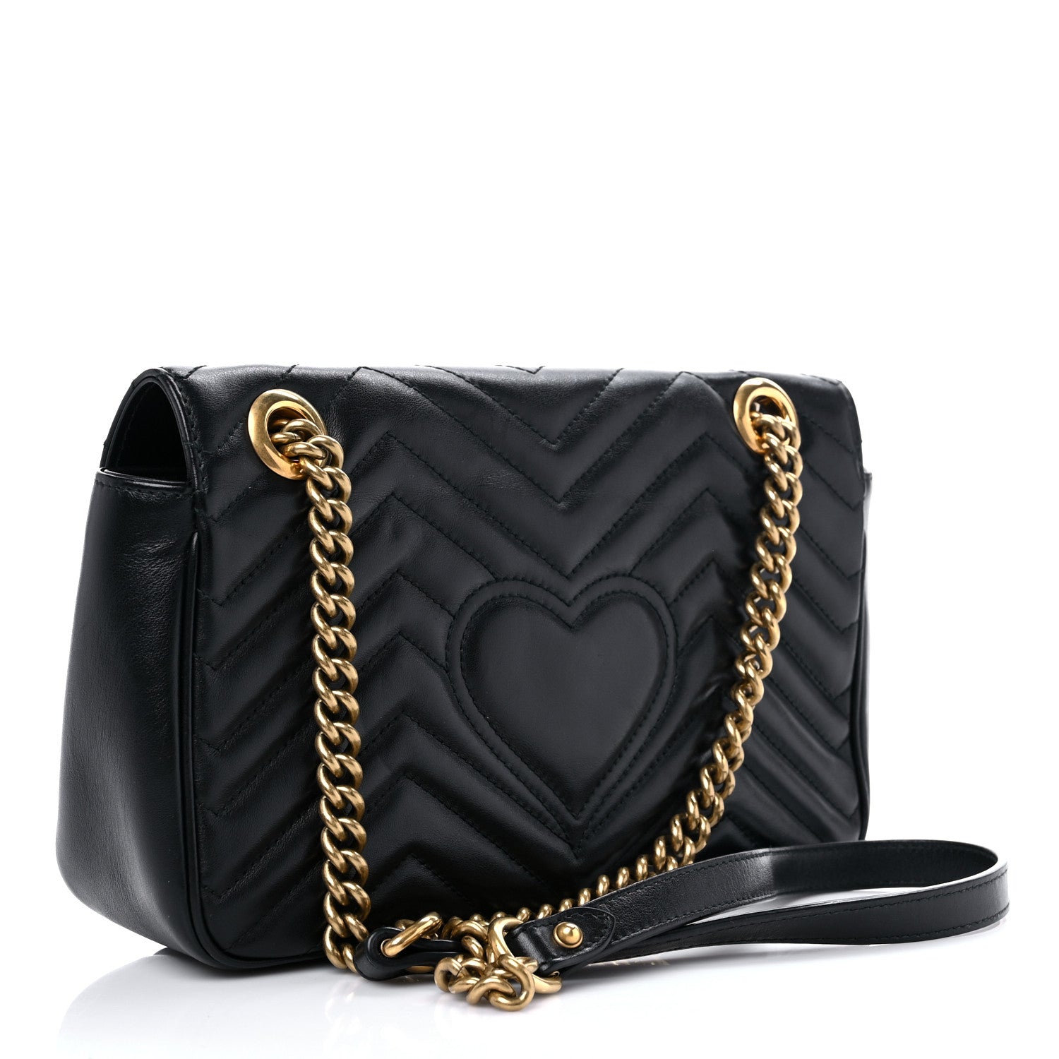 Gucci Calfskin Matelasse Small GG Marmont Shoulder Bag Black 3 of 13