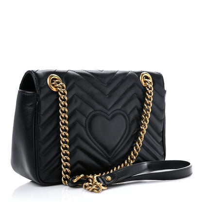 Gucci Calfskin Matelasse Small GG Marmont Shoulder Bag Black 3 of 13