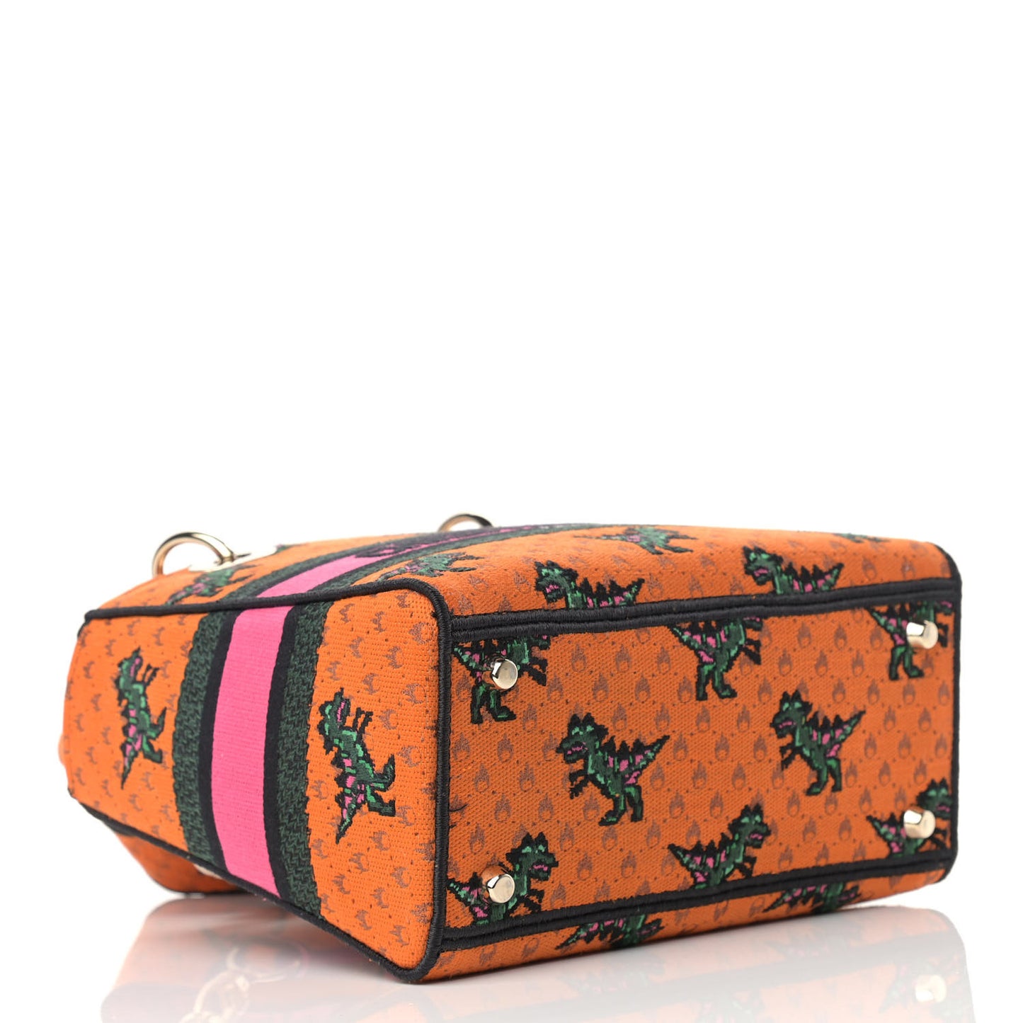 Canvas Embroidered Dino Medium Lady D-Lite Orange Multicolor