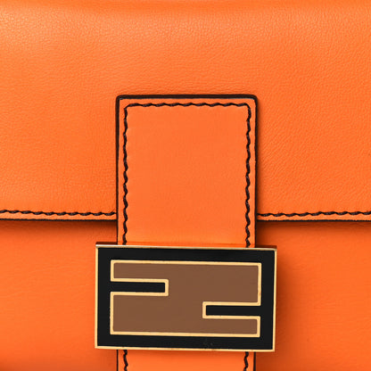 Fendi Vitello Flamingo Enamel Interchangeable Strap Baguette Orange Black Tobacco 7 of 9