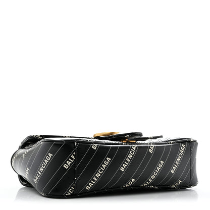 Gucci X BALENCIAGA Calfskin Matelasse Logo Print Small GG Marmont Shoulder Bag Black 4 of 13