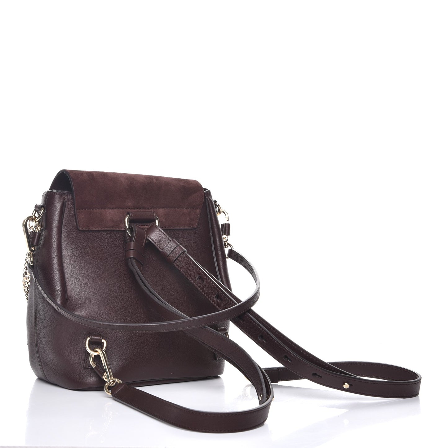 Suede Calfskin Small Faye Backpack Carbon Brown