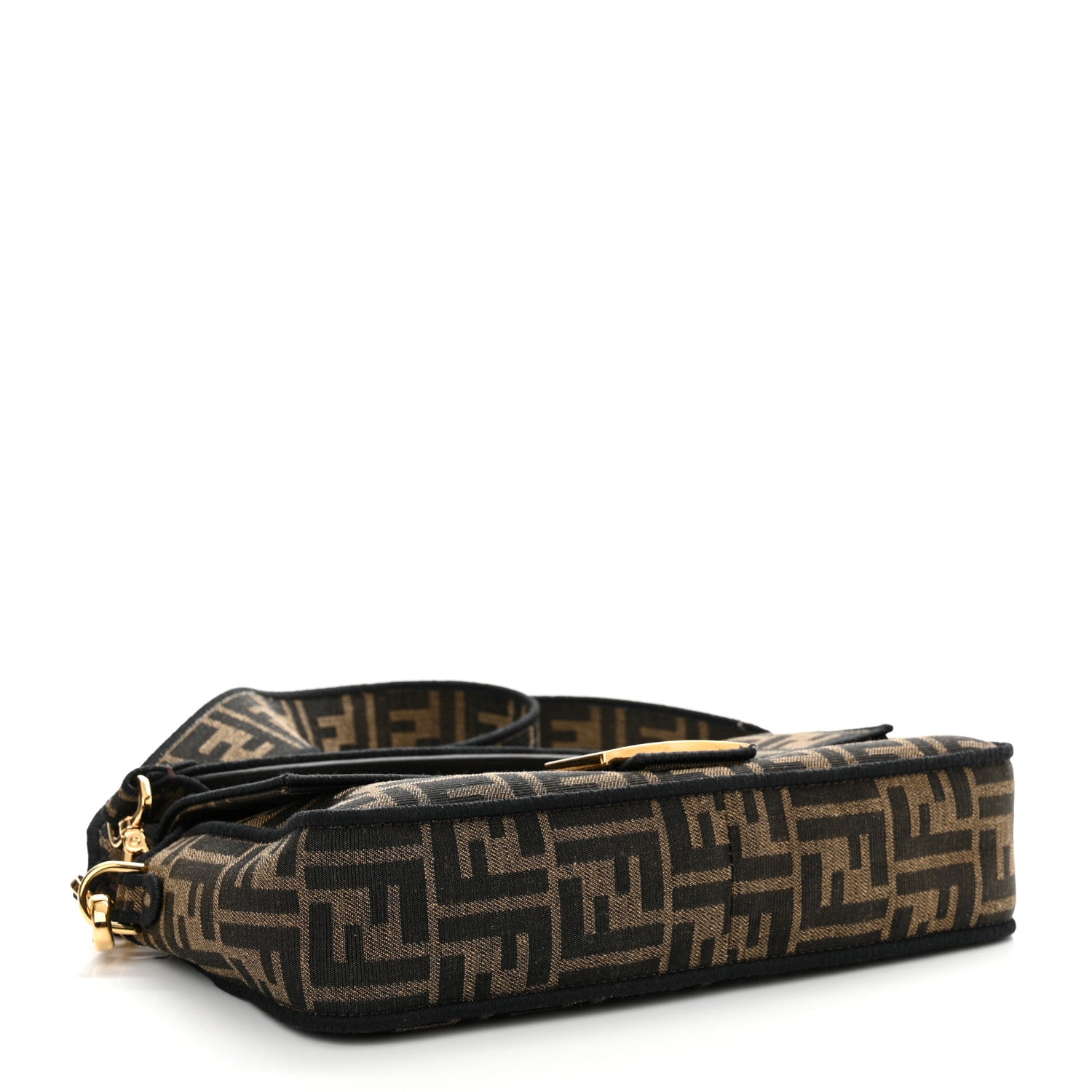 Fendi Fabric Jacquard FF 1974 Medium Baguette Tobacco Moro Black 4 of 12