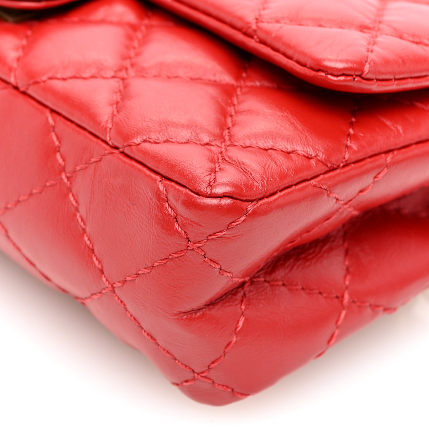 Aged Calfskin Quilted 2.55 Reissue Flap Belt Bag Red