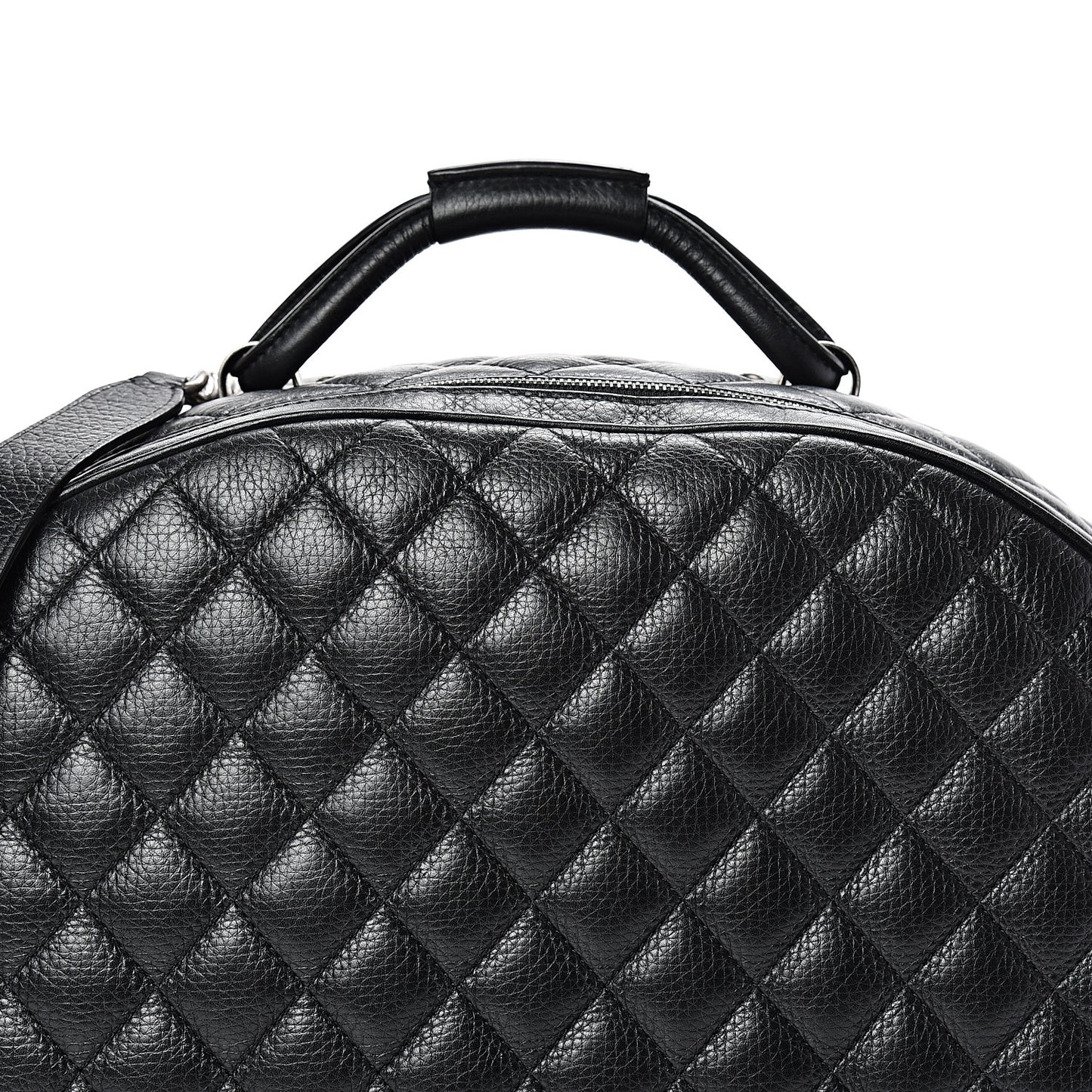 Calfskin Quilted Large Airlines Round Trip Bowling Bag Black