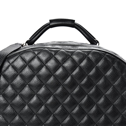 Chanel Calfskin Quilted Large Airlines Round Trip Bowling Bag Black 7 of 10