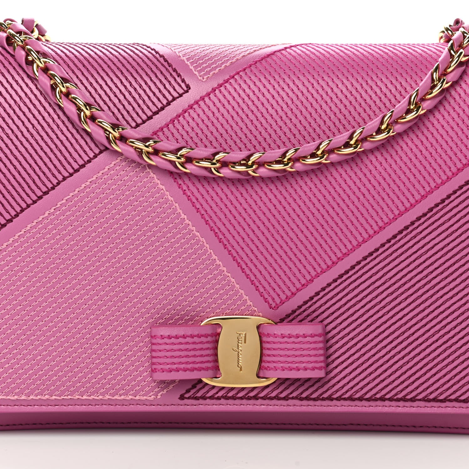 Salvatore Ferragamo Stitched Calfskin Medium Ginny Shoulder Bag Pink 8 of 11