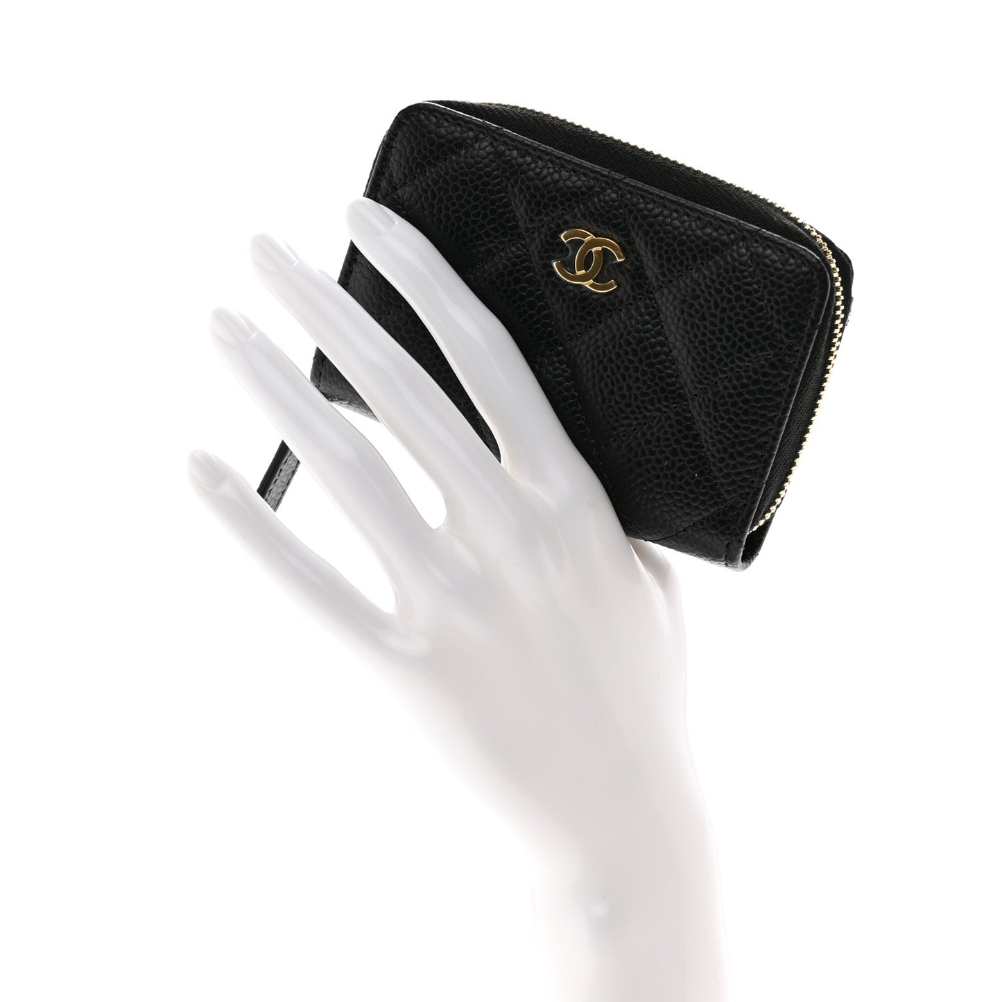 Caviar Quilted Zip Coin Purse Black