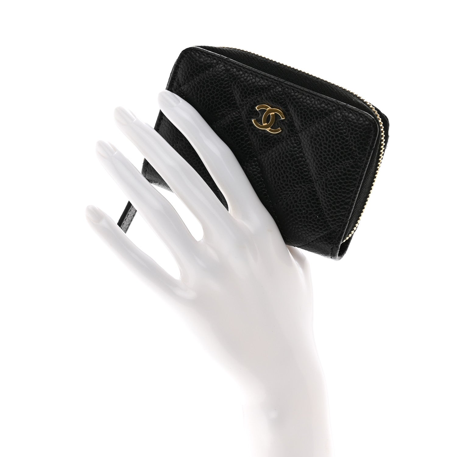 Chanel Caviar Quilted Zip Coin Purse Black 2 of 10