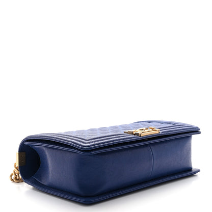 Chanel Caviar Quilted New Medium Boy Flap Dark Navy Blue 4 of 11