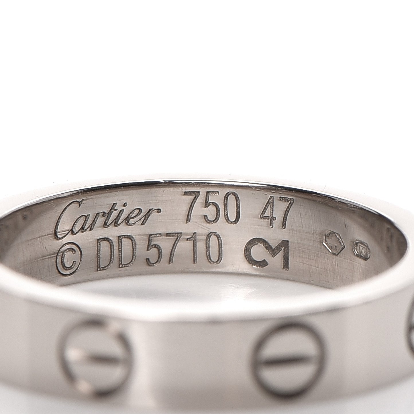 18K White Gold 4mm LOVE Wedding Band Ring 47 4.25