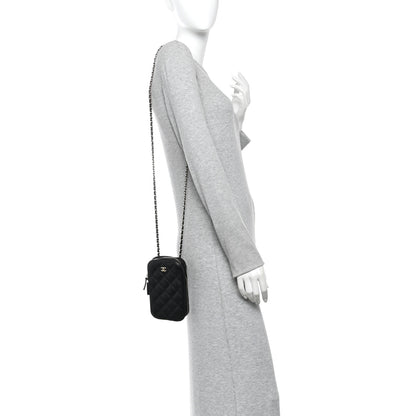 Chanel Caviar Quilted Phone Holder Wallet On Chain WOC Black 2 of 10