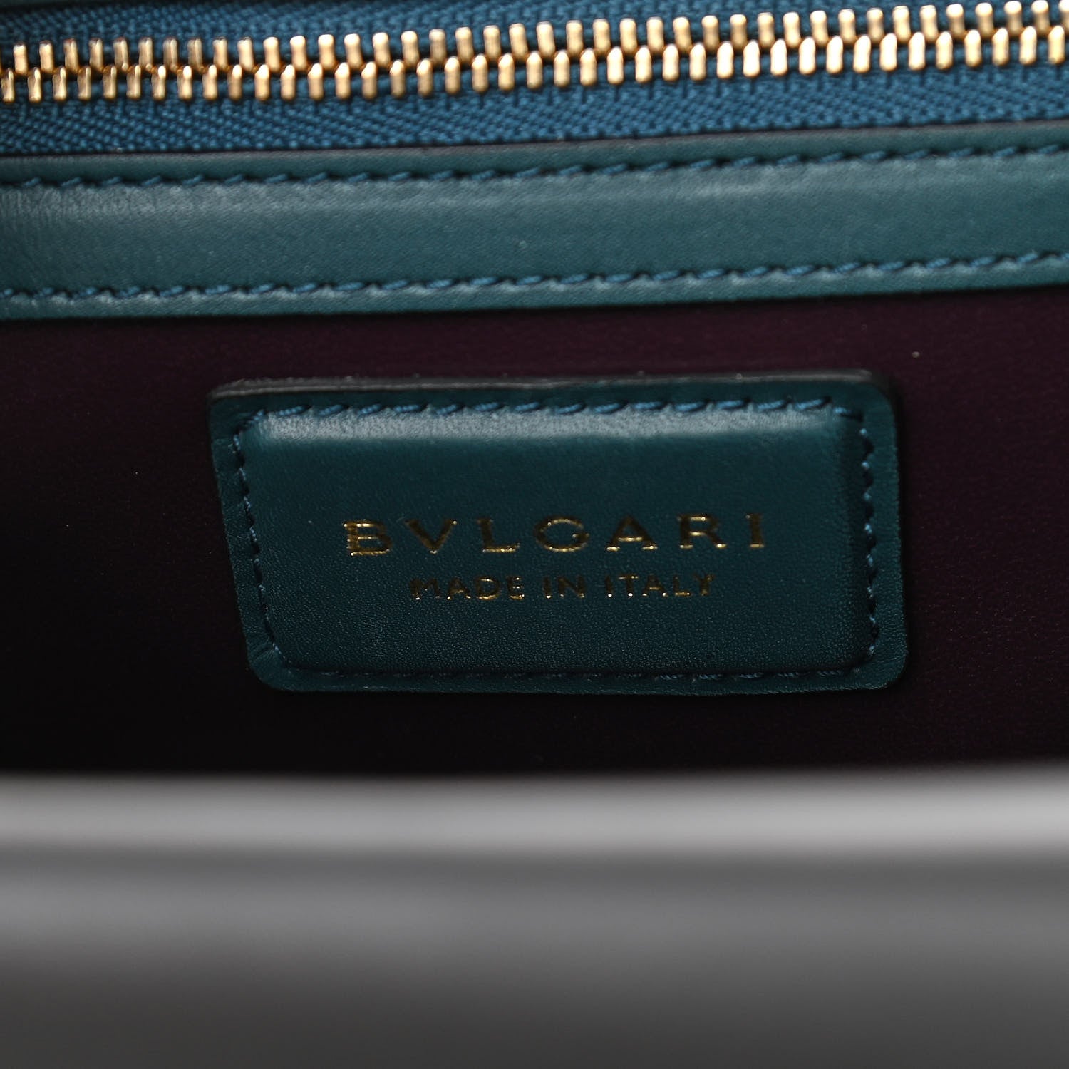 Bulgari Calfskin Serpenti Viper Top Handle Bag Blue Black 6 of 9