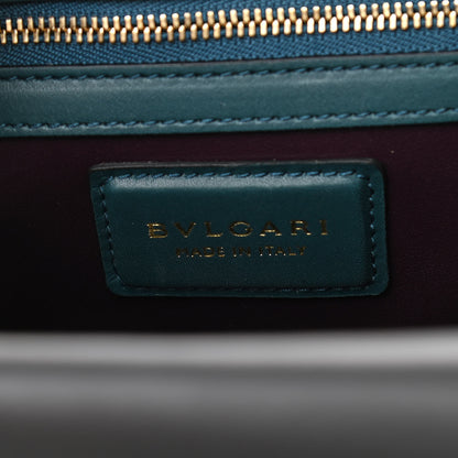 Bulgari Calfskin Serpenti Viper Top Handle Bag Blue Black 6 of 9