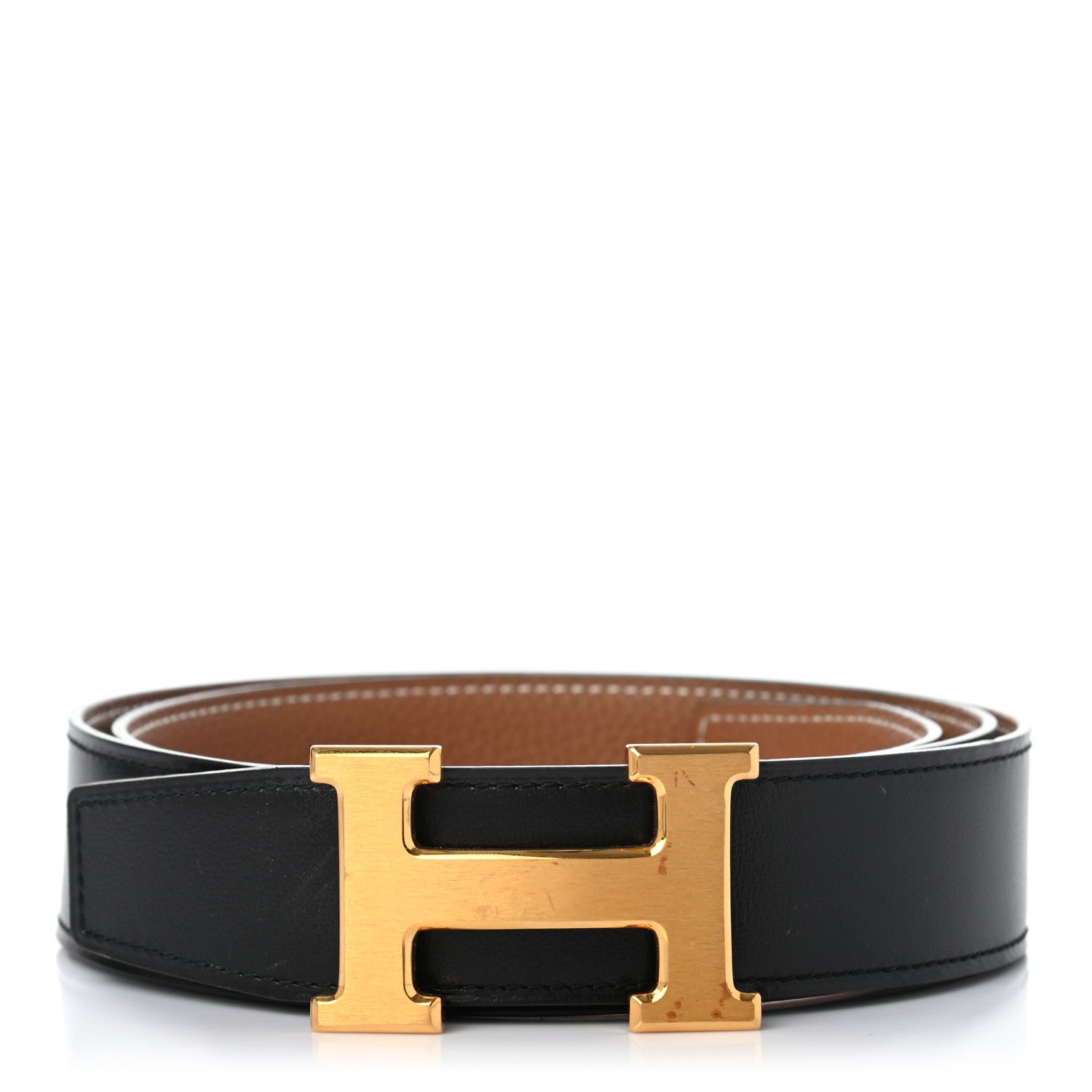 Hermes Box Togo 32mm H Belt 90 Black Gold 1 of 5