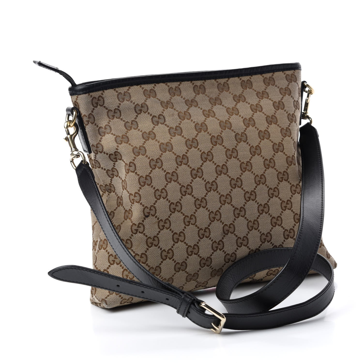 Gucci GG Monogram Web Flat Messenger Bag Black 3 of 11