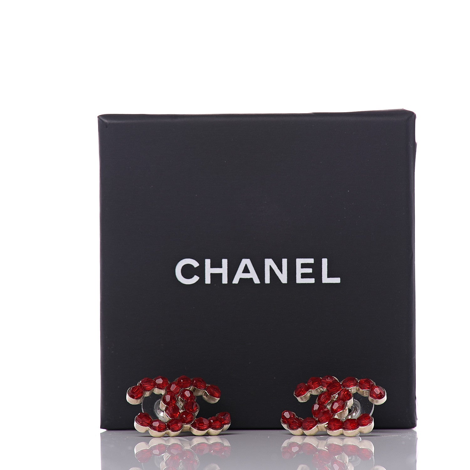 Chanel Poured Glass CC Earrings Red 5 of 5