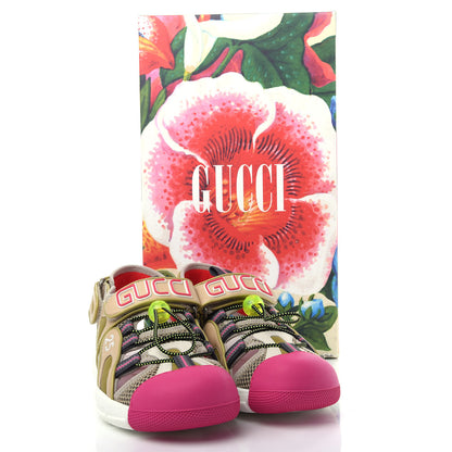 Gucci Mesh Fabric Tinsel Sport Sandals 38.5 Loess Sand Box Pink 11 of 12