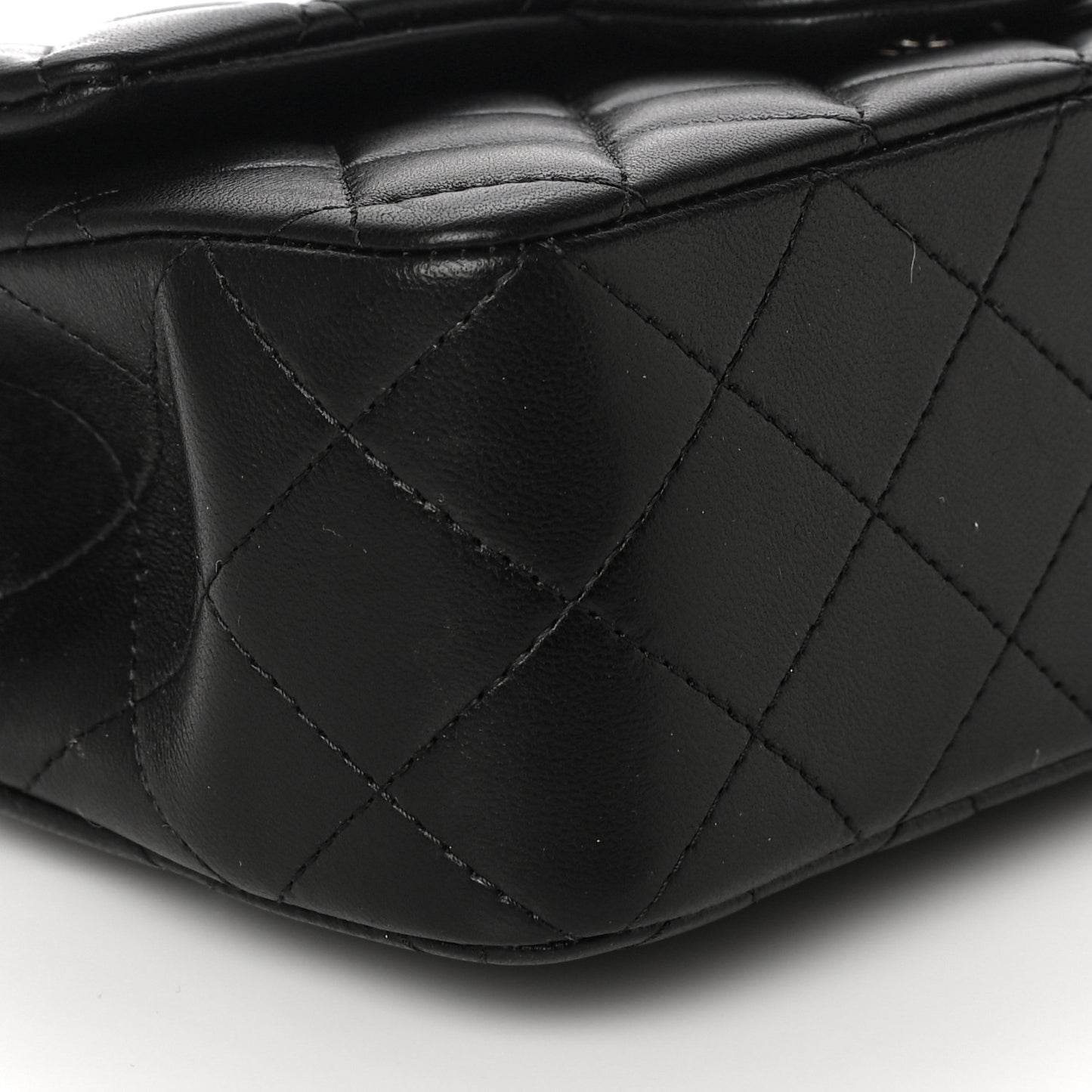 Lambskin Quilted Mini Top Handle Rectangular Flap Black