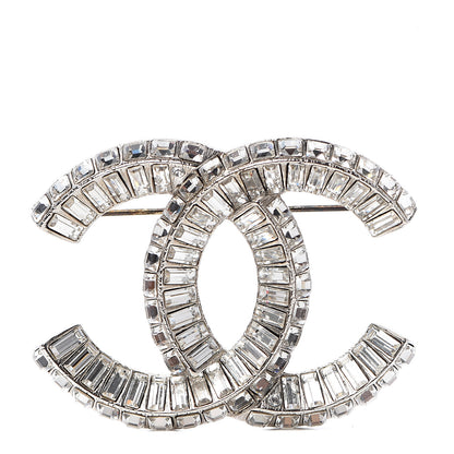 Chanel Baguette Crystal CC Brooch Silver 1 of 5