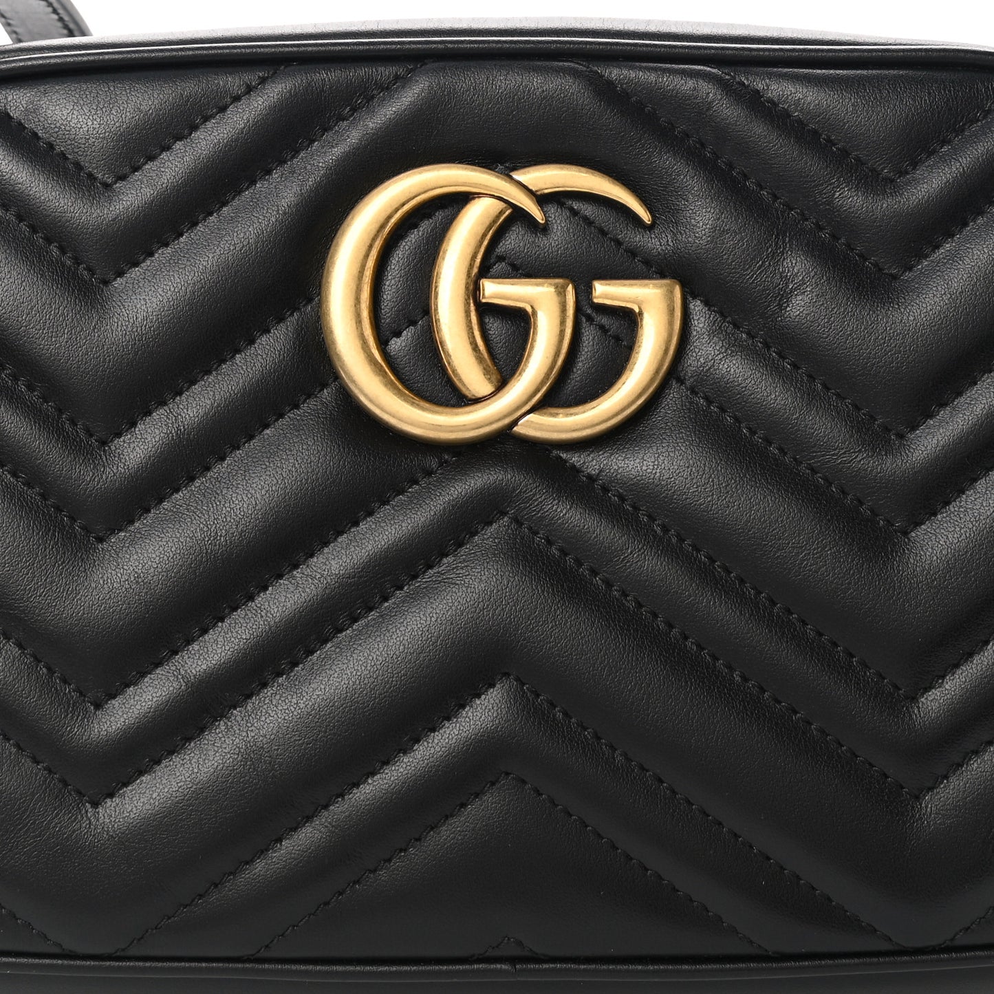 Calfskin Matelasse Small GG Marmont Chain Shoulder Bag Black