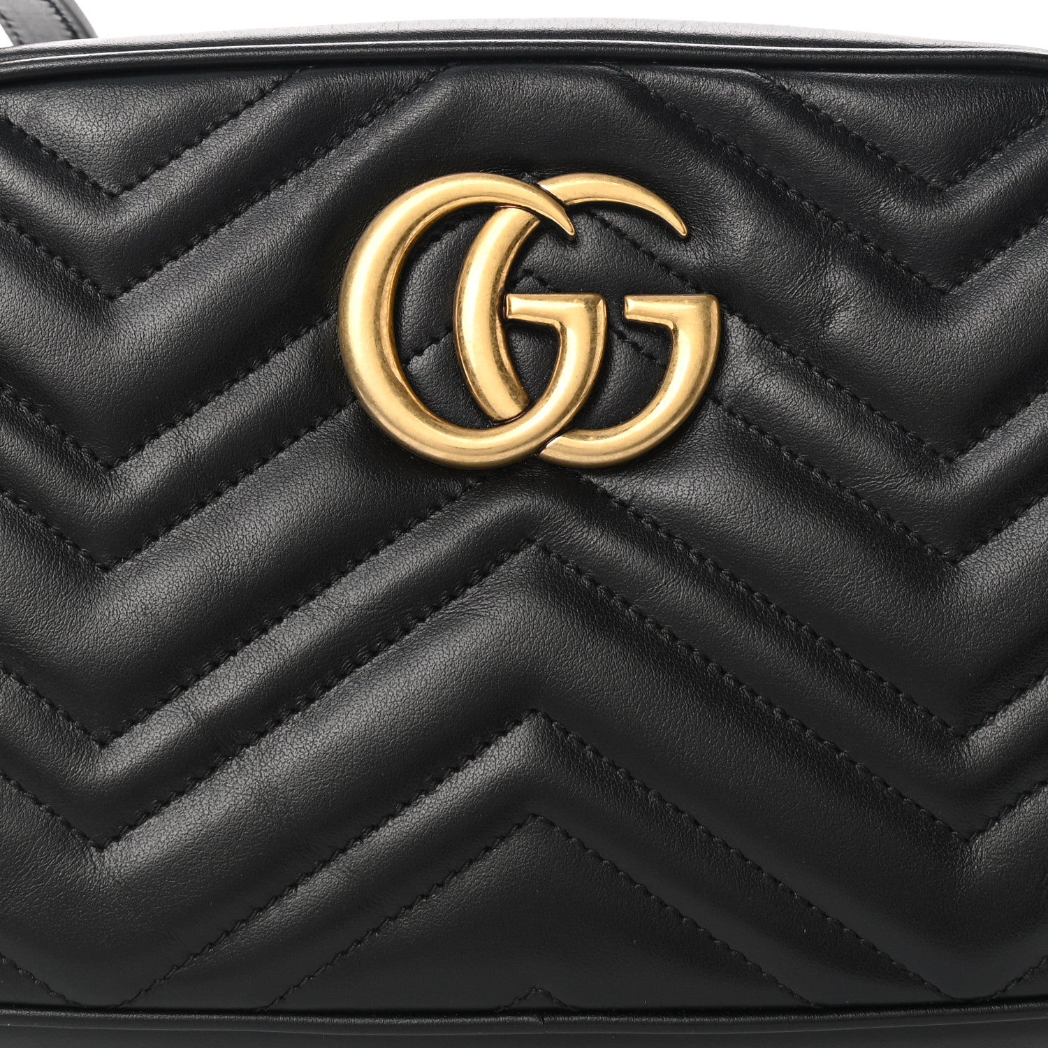Gucci Calfskin Matelasse Small GG Marmont Chain Shoulder Bag Black 8 of 11