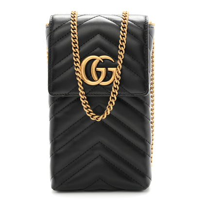 Gucci Calfskin Small GG Marmont Phone Crossbody Bag Black 1 of 10