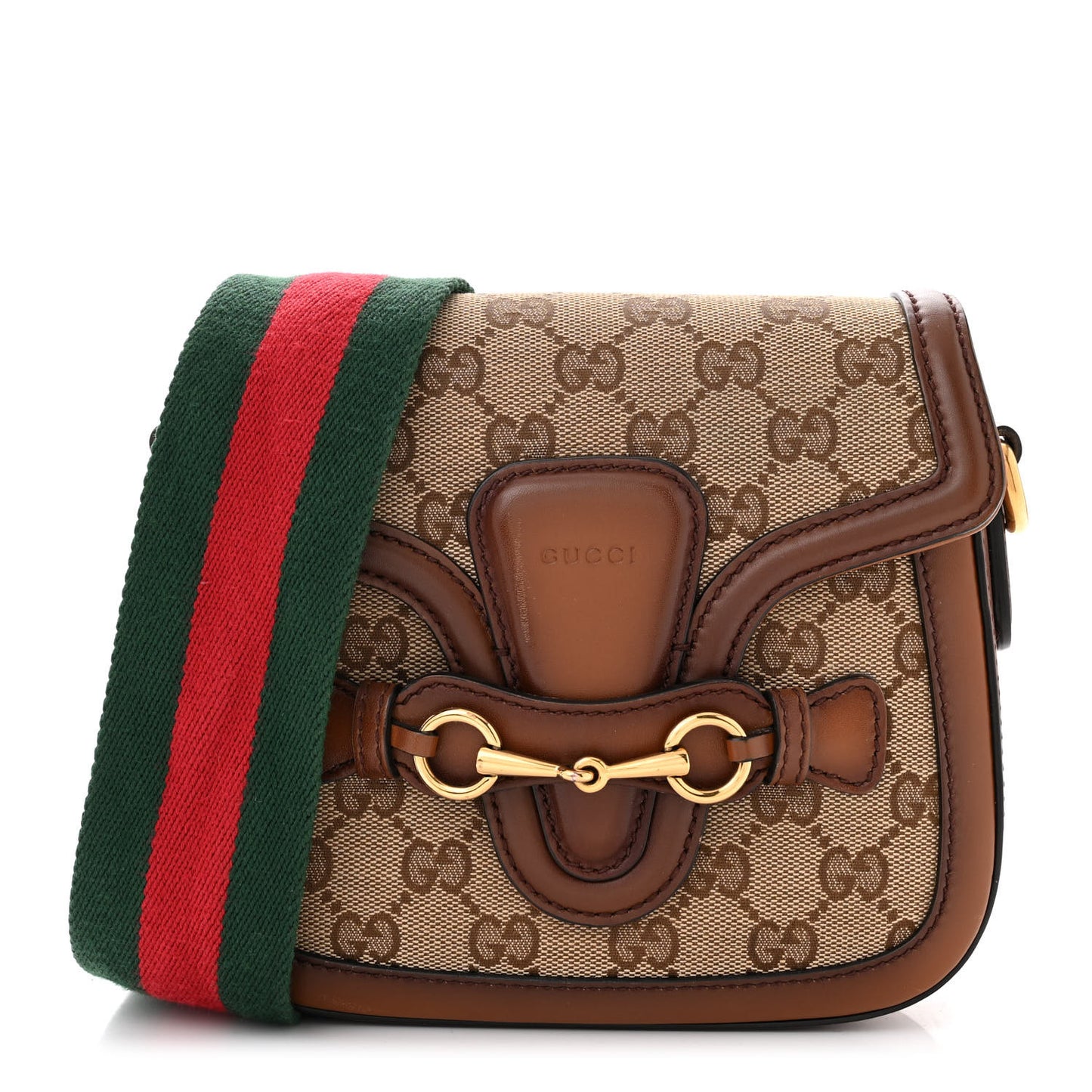 Monogram Small Lady Web Shoulder Bag Beige Cuir