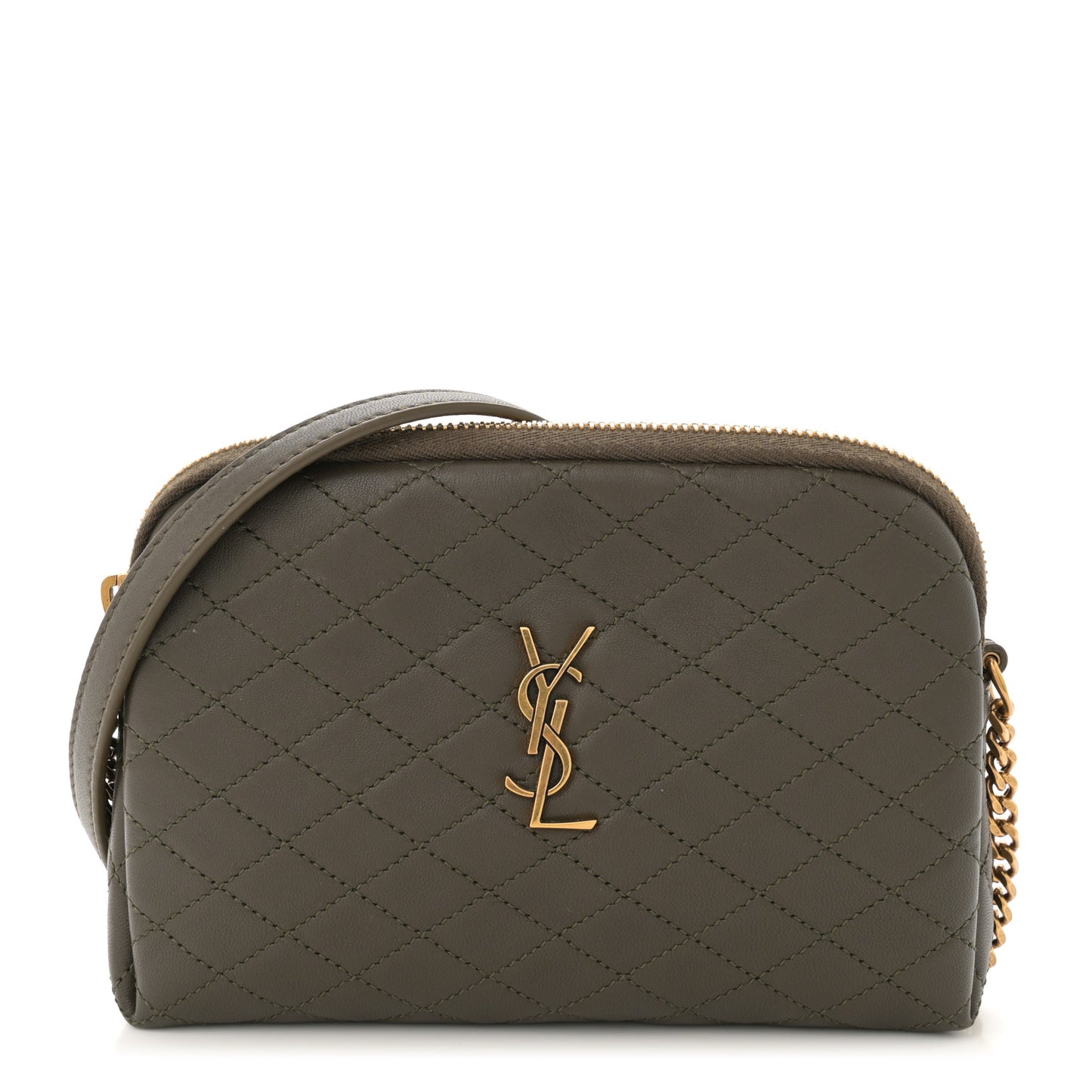 Lambskin Quilted Gaby Zipped Pouch Light Musk