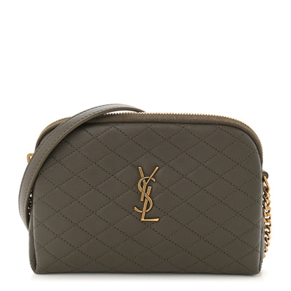 Saint Laurent Lambskin Quilted Gaby Zipped Pouch Light Musk 1 of 11