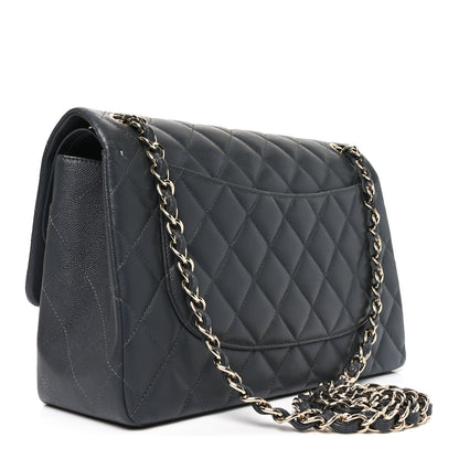 Chanel Caviar Quilted Jumbo Double Flap Dark Grey 3 of 11